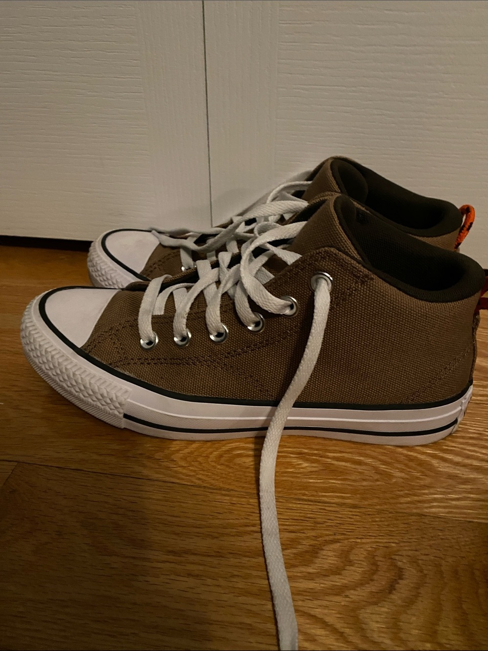 Converse Kids Brown Canvas High-Top Sneakers with White Laces